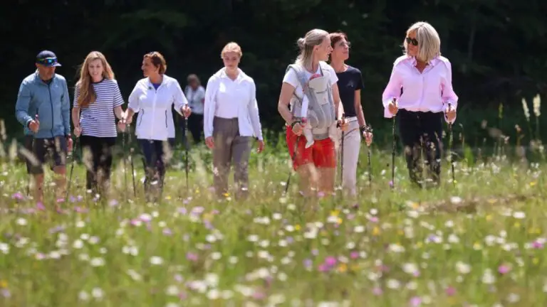 G7 summit: Leaders’ wives and partners hold their own summit while Nordic walking with Olympians.