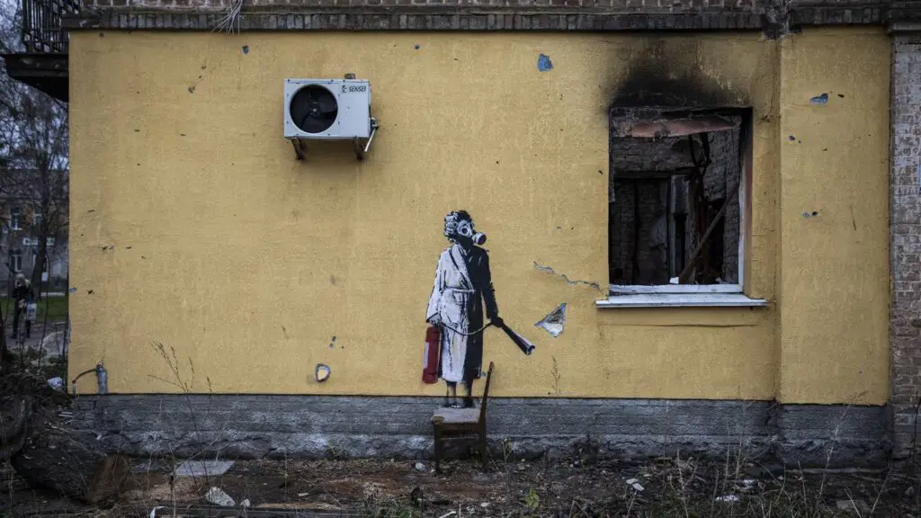 Group try to steal Banksy mural